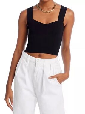 A.L.C. Jordana Sweetheart Knit Crop Top | Size XS | Black